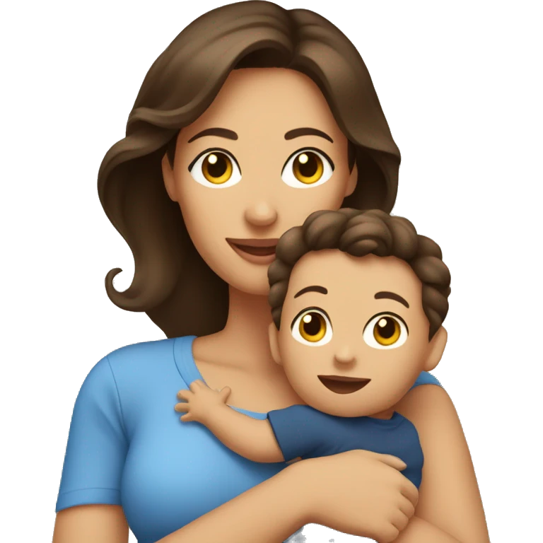 Brunette mom with baby boy emoji