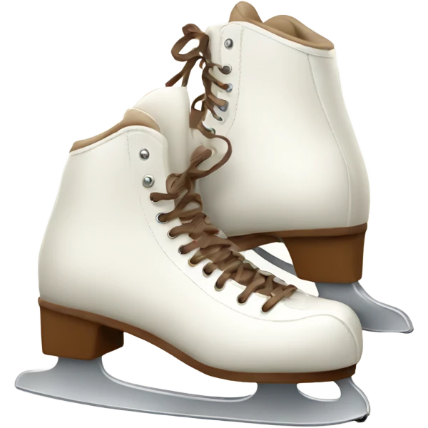 two winter white skates with brown laces emoji