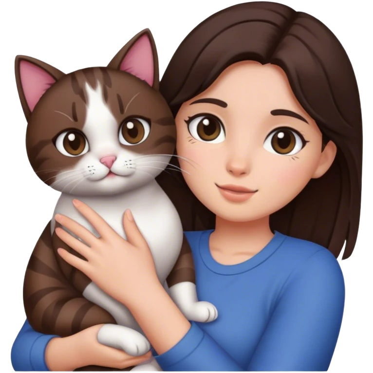 Brunette Girl holding cat emoji