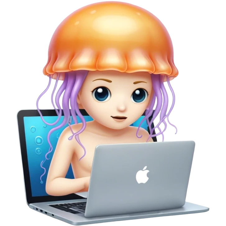 a jellyfish developer coding on a laptop emoji