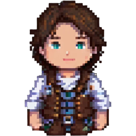 boy with brown hair and a middle part, pixel art style emoji