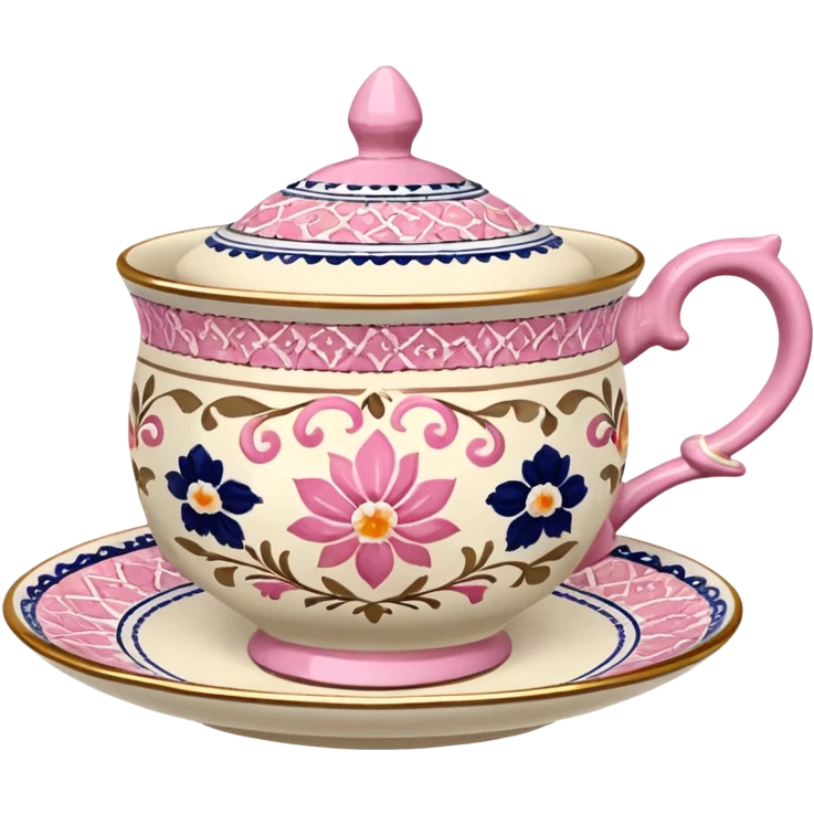 Pink white & beige Talavera teacup emoji