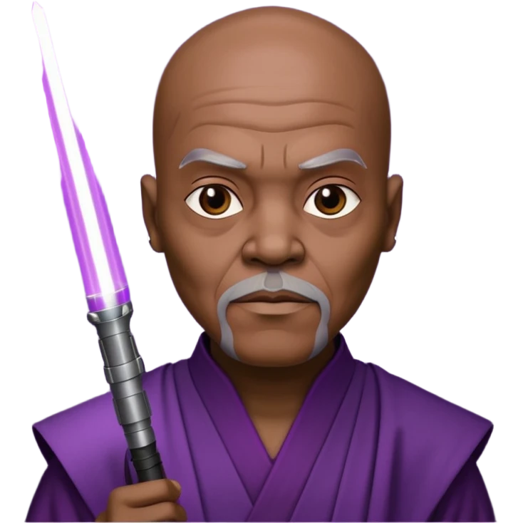 star wars master windu bald head with purple lightsaber emoji