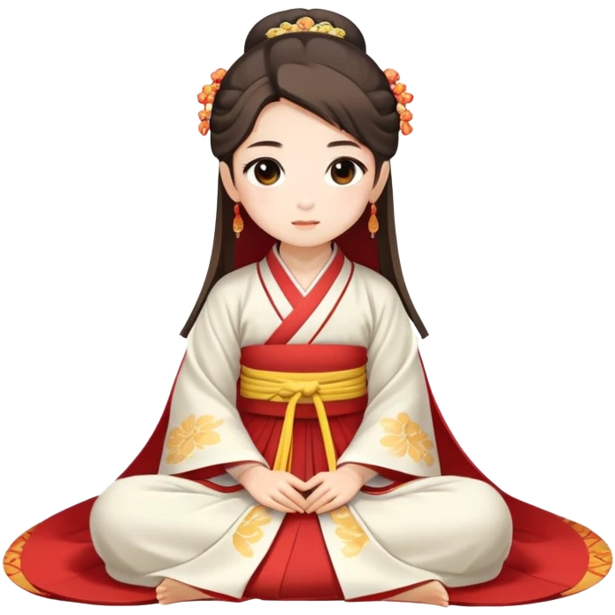 Beautiful girl in Hanfu sitting on the ground emoji