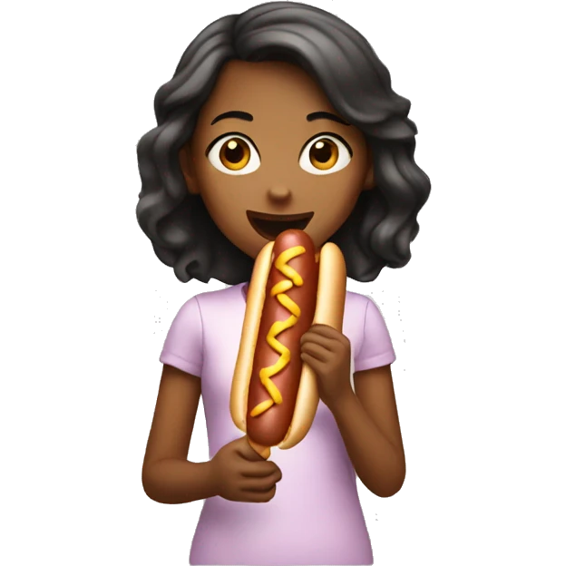 Girl eating hot dog emoji
