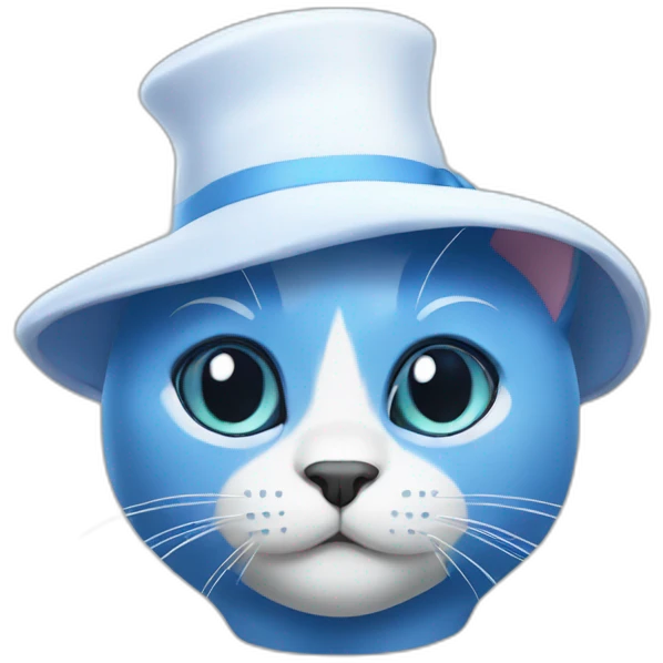 Blue cat with a white hat emoji