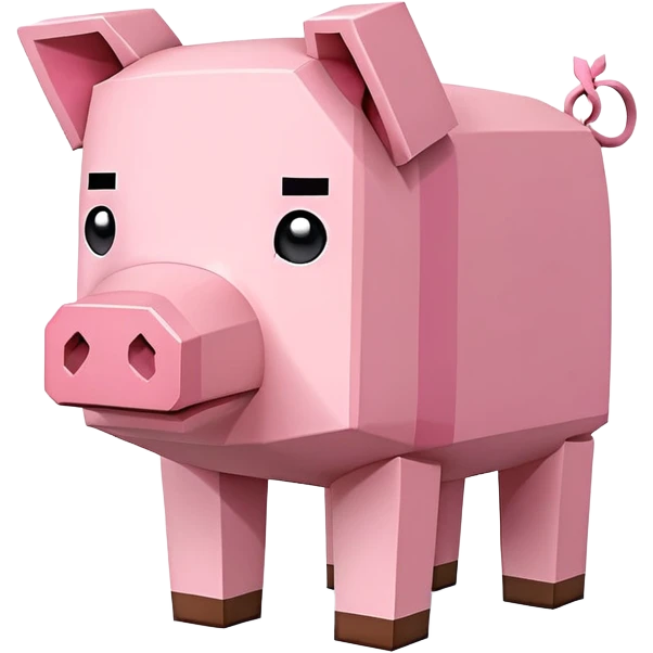 Minecraft pig, full body, pink blocky animal with square head and square body emoji