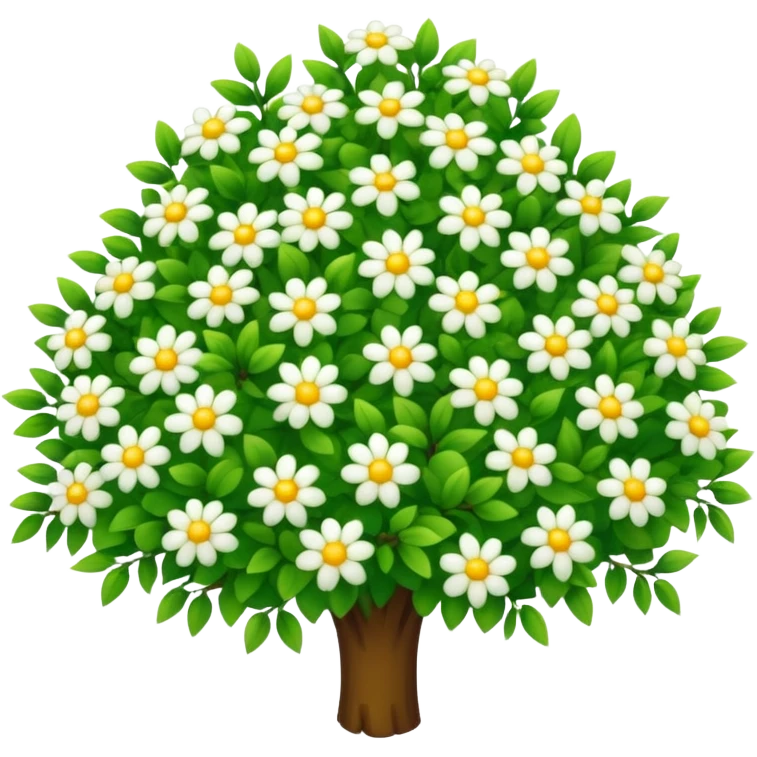 green and yellow bush with small white flower emoji