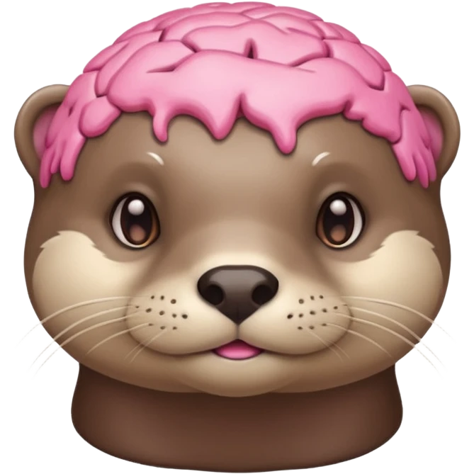 generate an otter with a very big  pink brain, sarcastic emoji