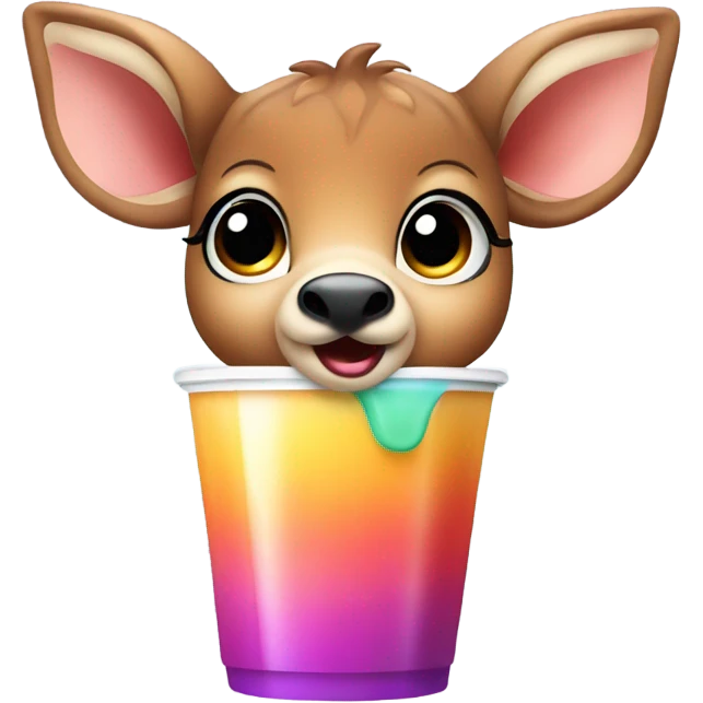 Baby deer drinking iced coffee emoji