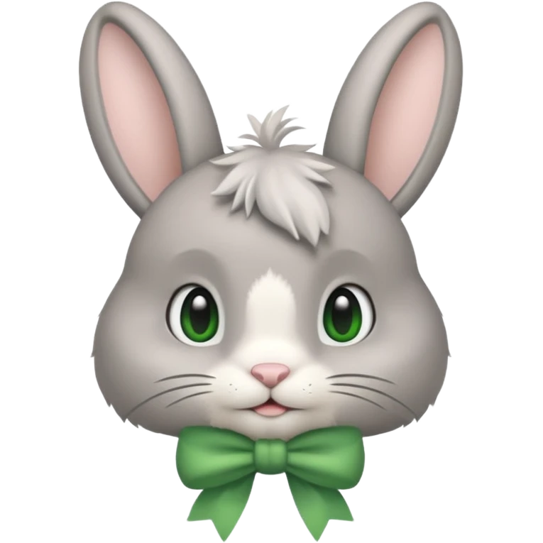 grey bunny with green bow on head emoji