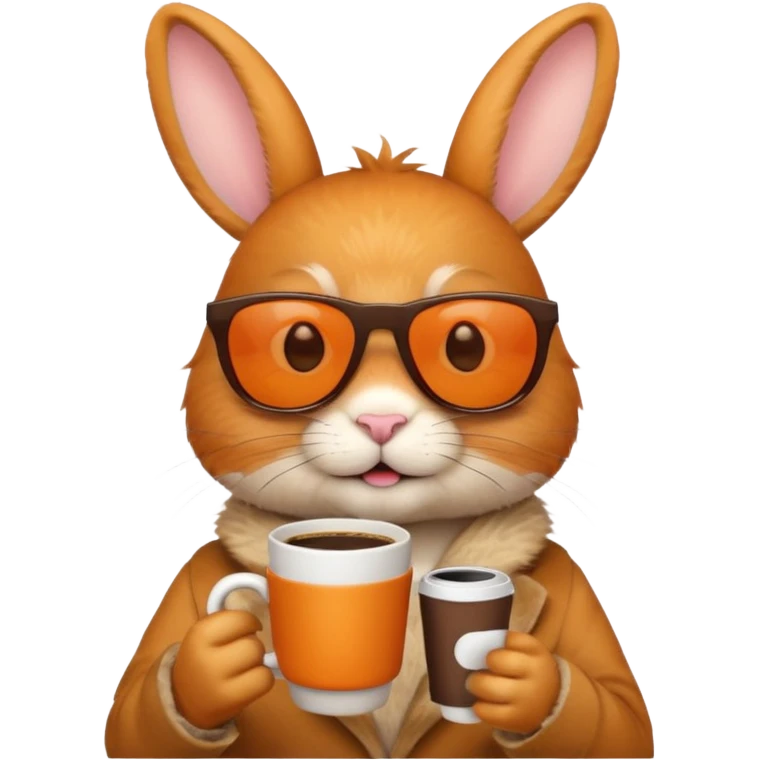 orange rabbit with sunglasses with coffee emoji