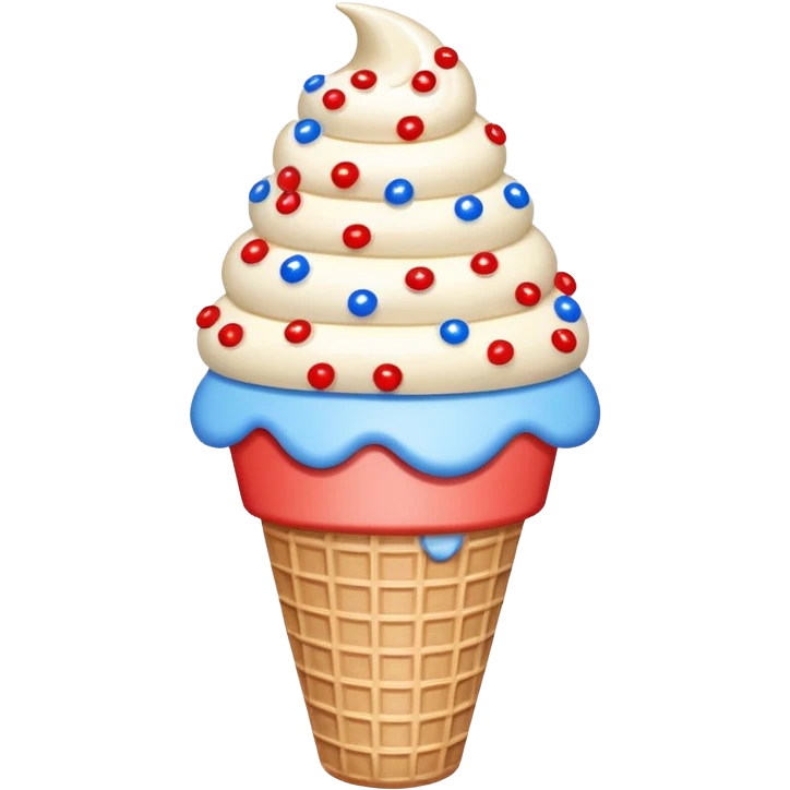 Red white and blue sprinkles on ice cream cone emoji