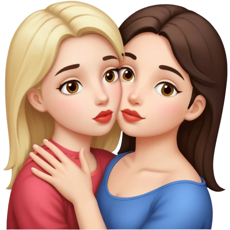 Girl holding girl face and kissing them on cheek emoji