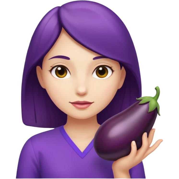 girl holding brinjal emoji