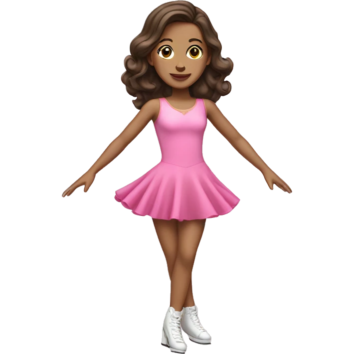 brunette figure skater pink dress emoji