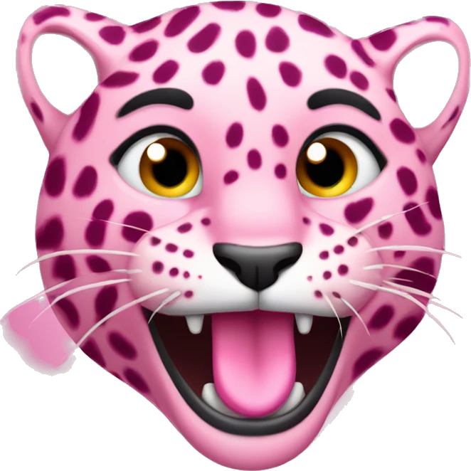 Pink leopard winking his eye and sticking out his tongue   emoji