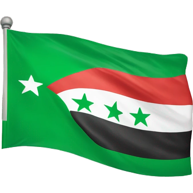 Free Syrian Flag with green on top and 3 red stars in middle emoji
