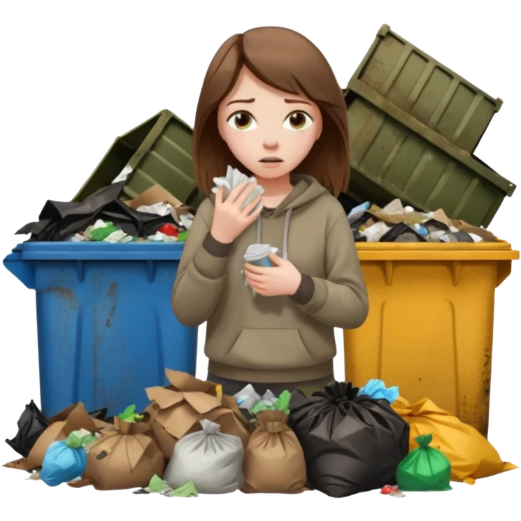 brown haired girl who smells like garbage with it around her emoji