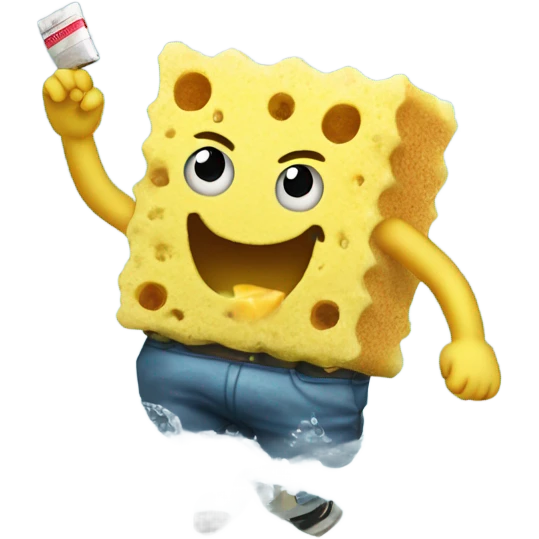 sponge dancing on water smoking a cigarette emoji