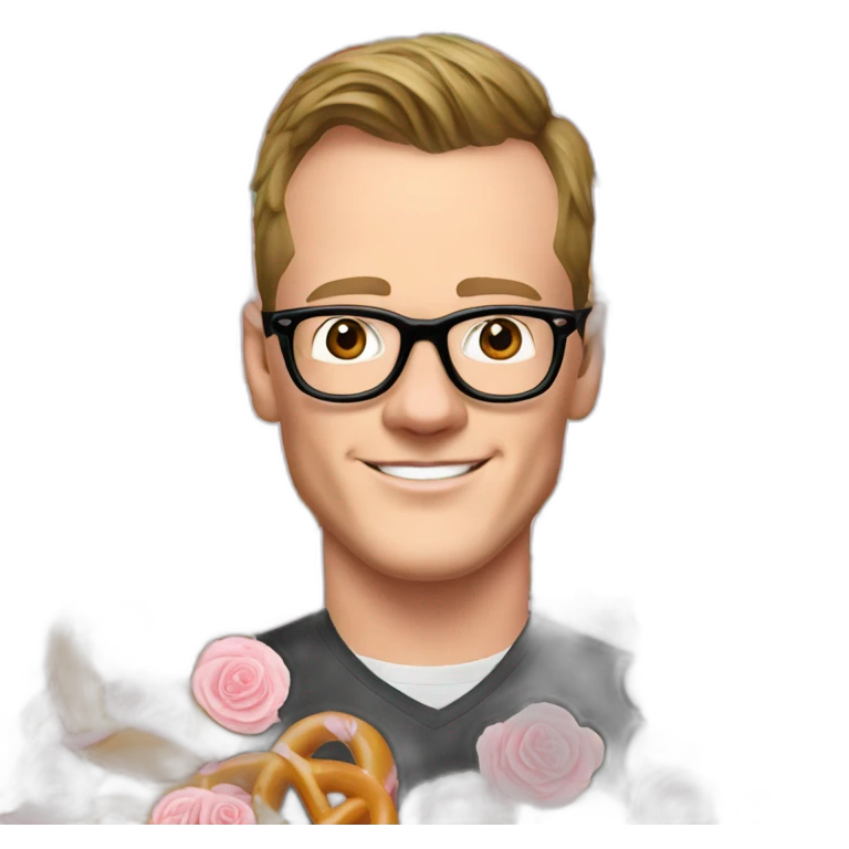 Jonathan Toews wearing glasses as a pretzel with pastel roses emoji