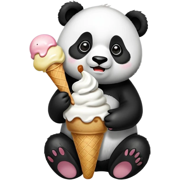 Panda eating ice cream emoji