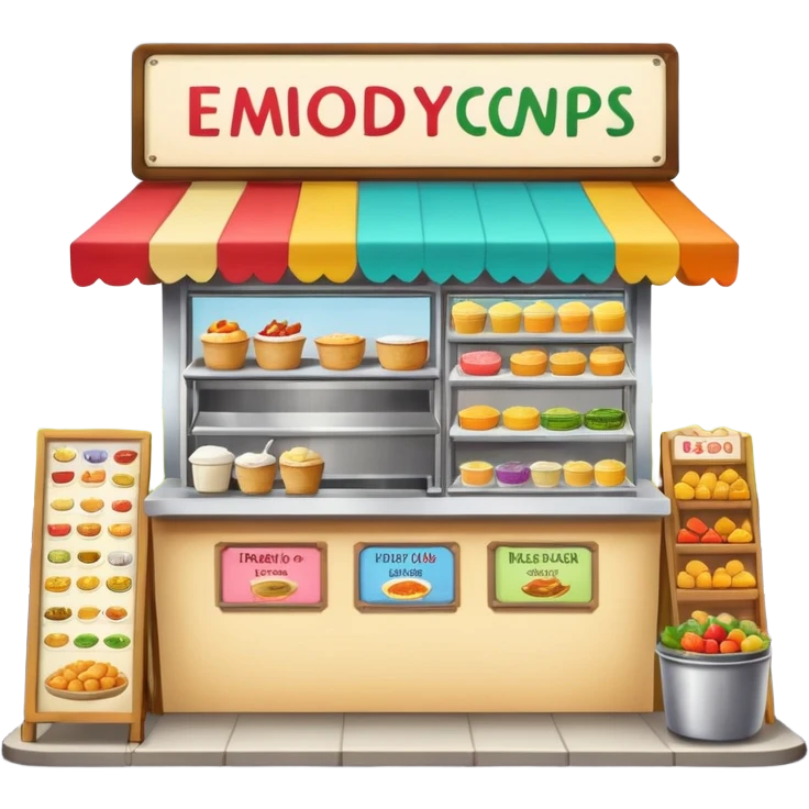small roadside foodstall, front facing emoji