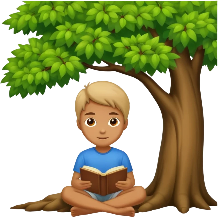 person sitting under a tree with an open book emoji