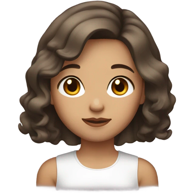 girl with asian skin brown eyes, brown wavy hair in a bob emoji