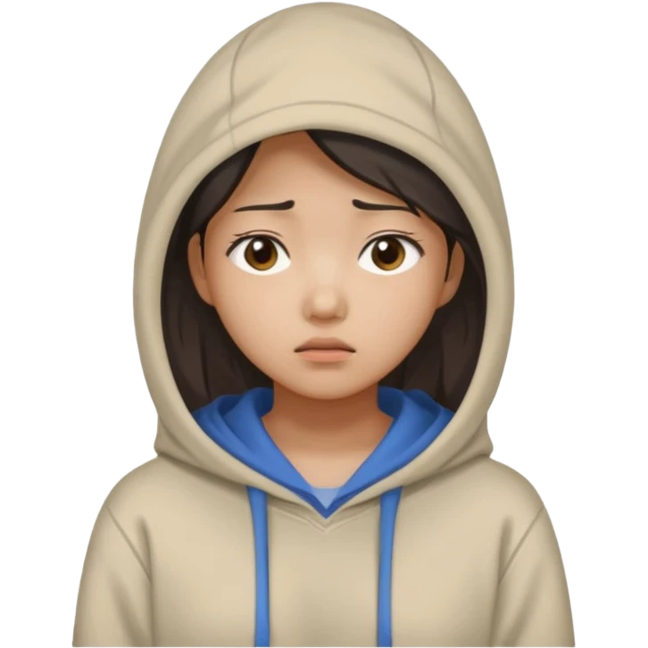 South Korean female college student with a worried face (melange hoodie) emoji