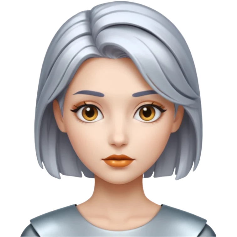 futuristic woman with metalic hair emoji