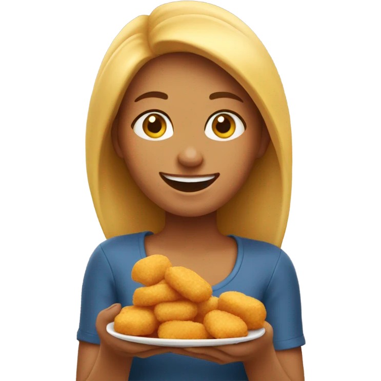Girl eating chicken nuggets emoji