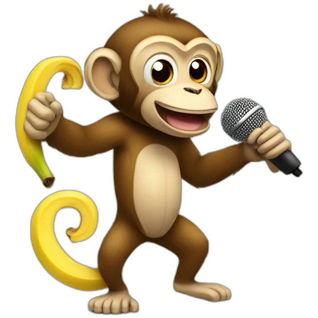 monkey singing into banana like a microphone emoji