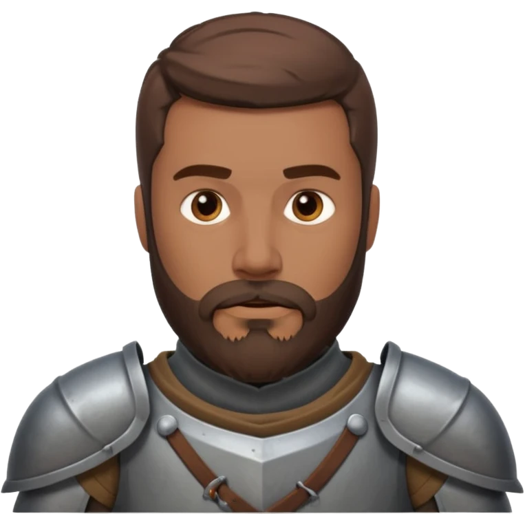 brown knight with beard, grey armor emoji