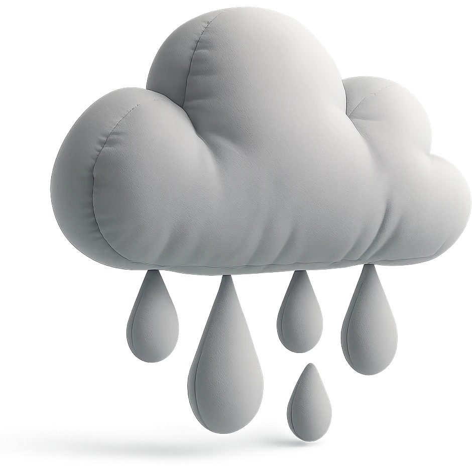 rain cloud with raindrops, plush cushion style emoji
