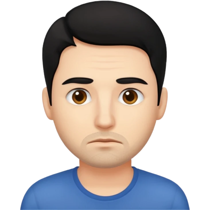 man with tired eyes black hair emoji