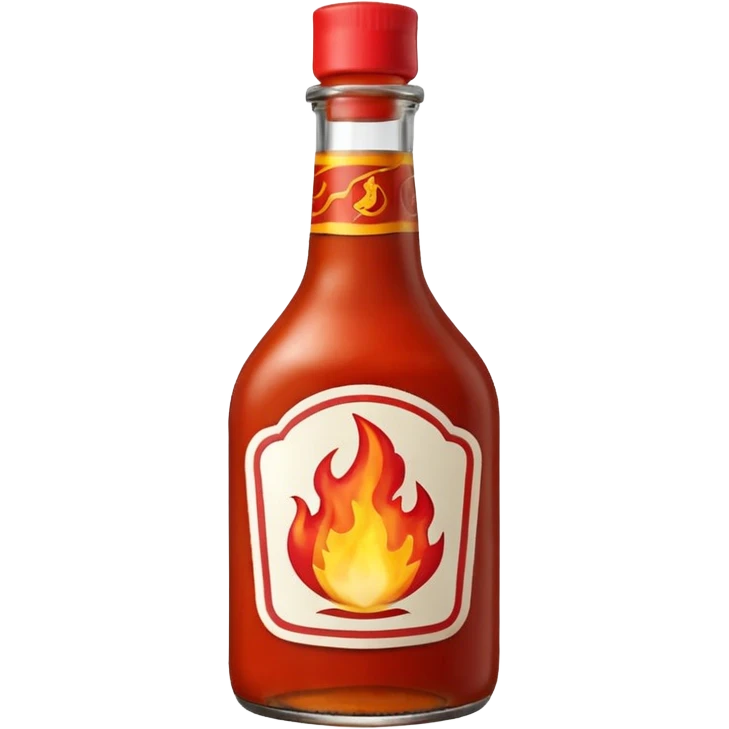 fireball barbecue hot sauce, with flames and a bottle, emoji style emoji