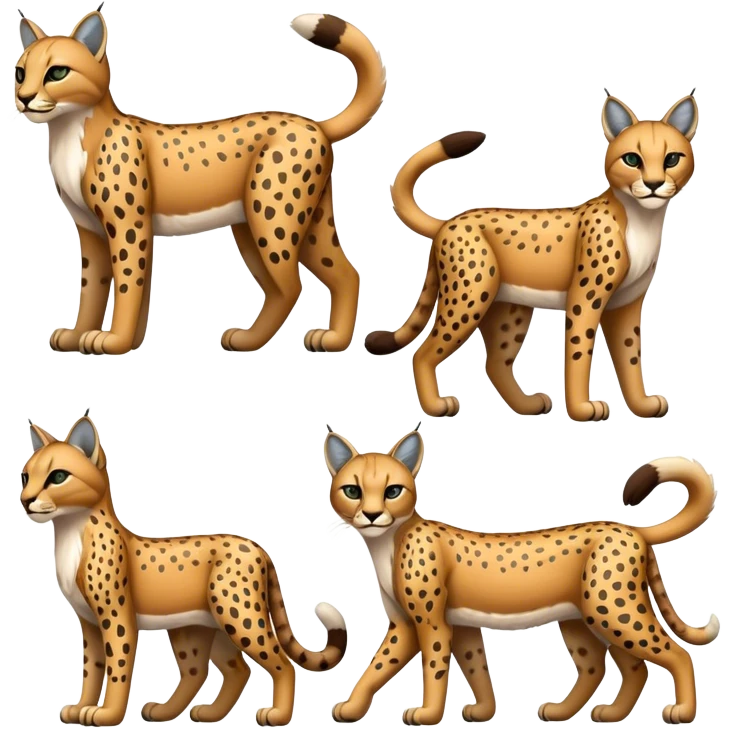 Cute cool bobcat-lynx-cheetah-caracal-leopard-hybrid-Fakemon full body with patterns and markings emoji