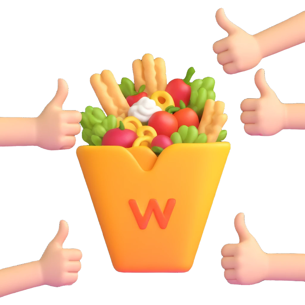 thumbs up around delicious food emoji