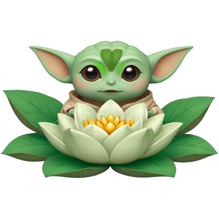 Baby Yoda sentado en una flor de loto emoji