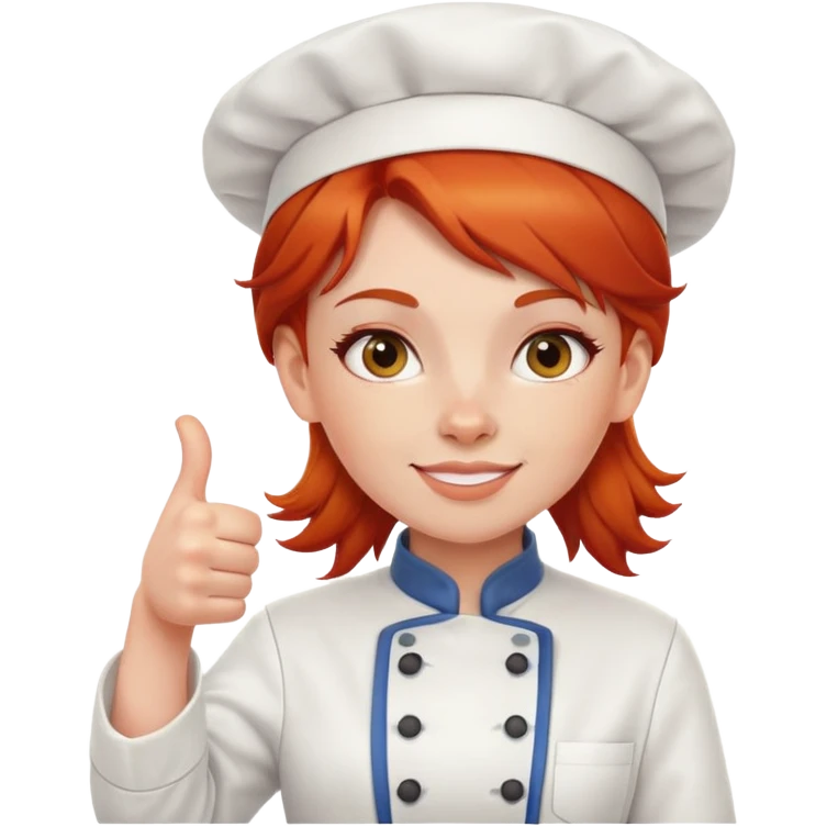 Red headed girl chef giving thumbs up emoji