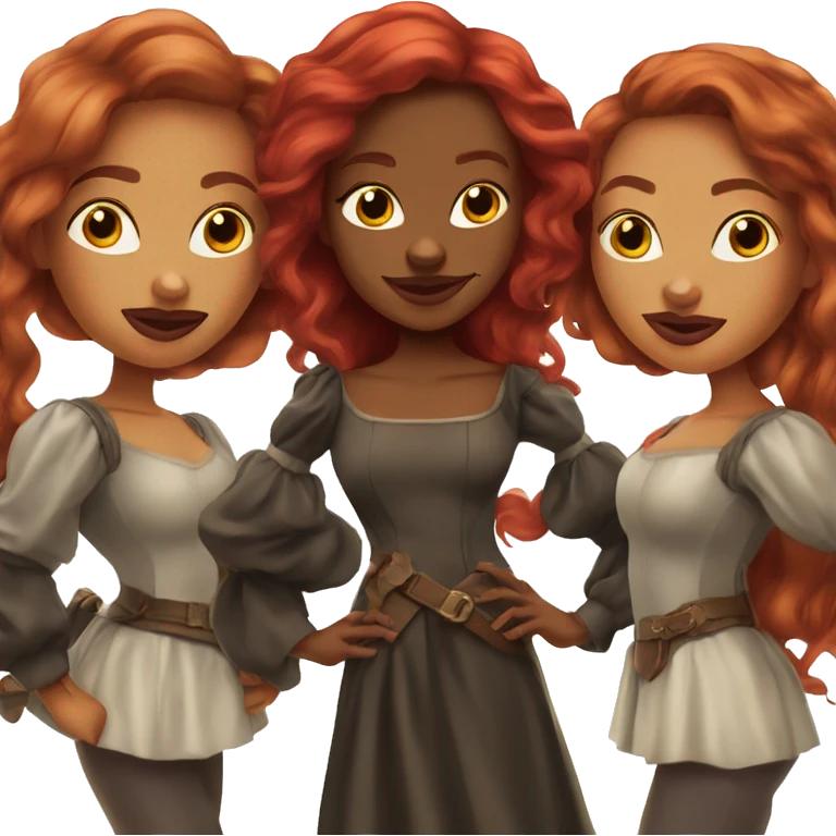 Three Musketeers black woman smooth long red hair big lips emoji
