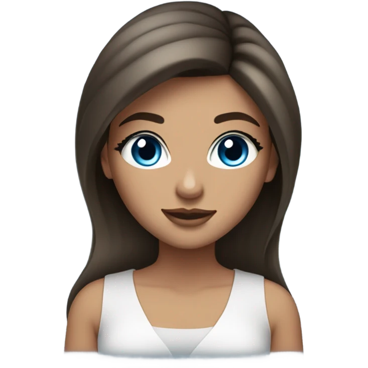 Brunette girl with a blowout, blue eyes, long lashes emoji