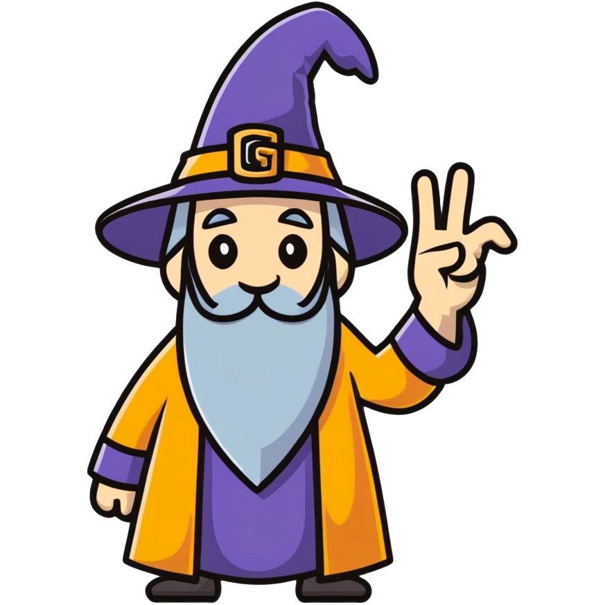 wizard holding up five fingers emoji