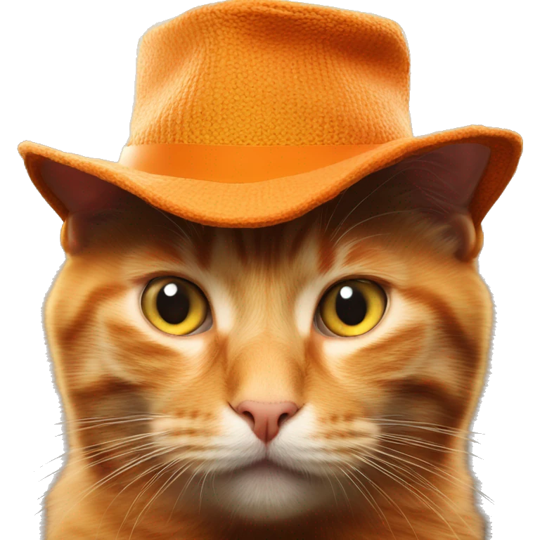 photo of an orange cat wearing a hat, stunning lighting emoji