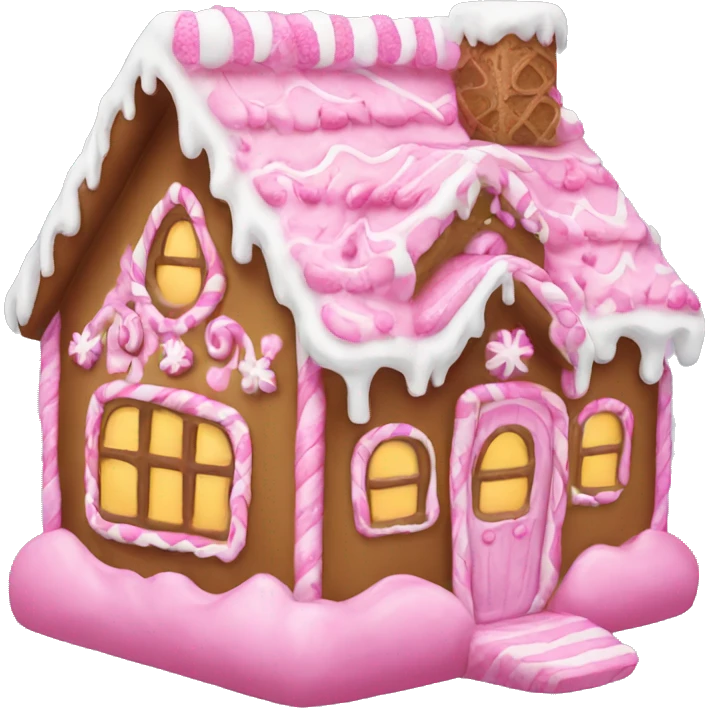 A pink gingerbread house emoji