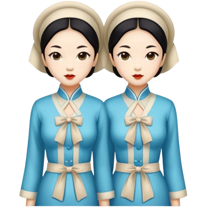 Vintage circus beautiful Asian female siamese twins  emoji