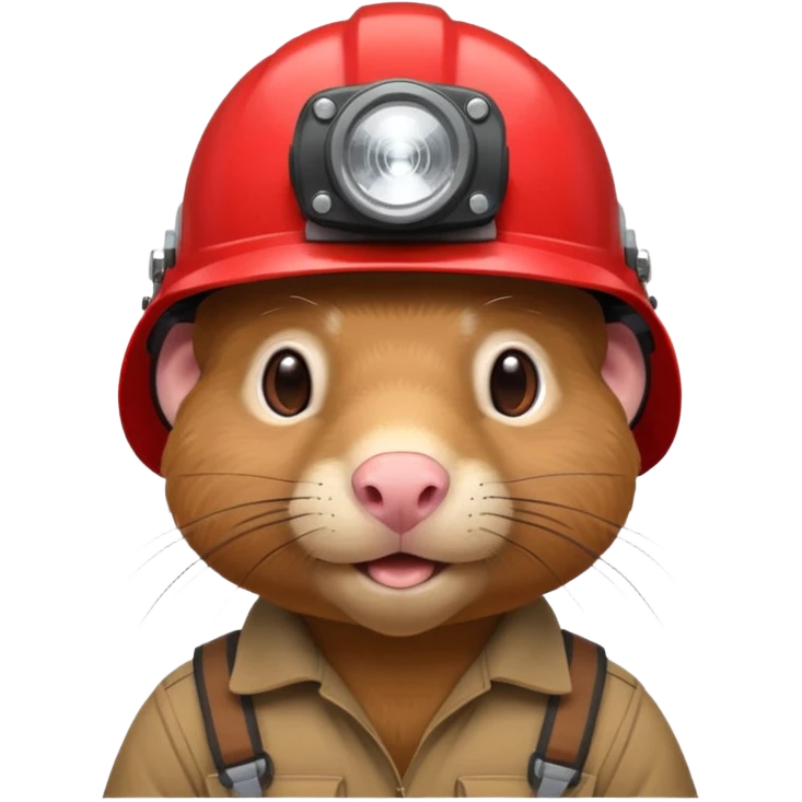 a mole rat, red helmet, headlamp emoji