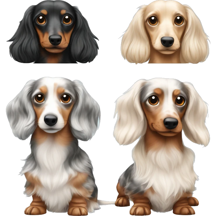 Tri Merle long haired Dachshunds together emoji