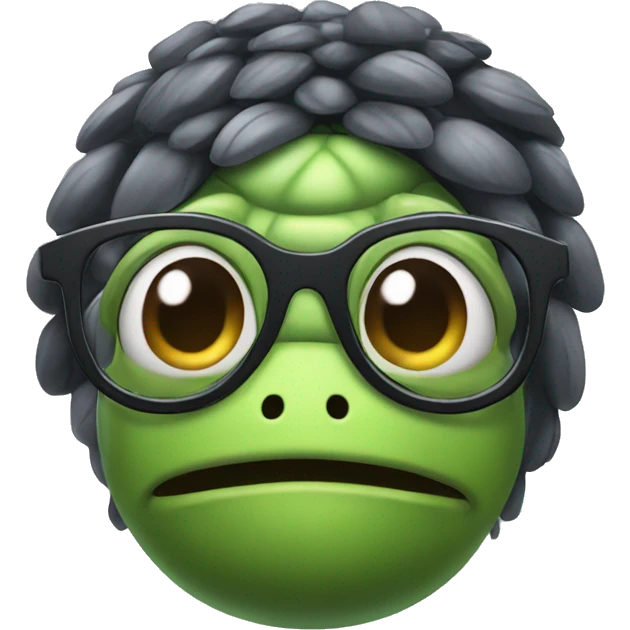 Messed hair Turtle wearing glasses emoji